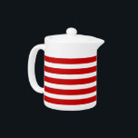 Red and white striped teapot<br><div class="desc">Have tea in style or decorate your home with this beautiful modern teapot.</div>