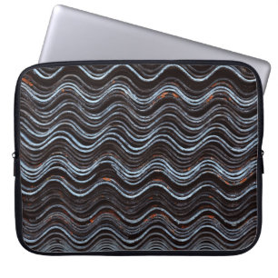 Red and white striped textile laptop sleeve