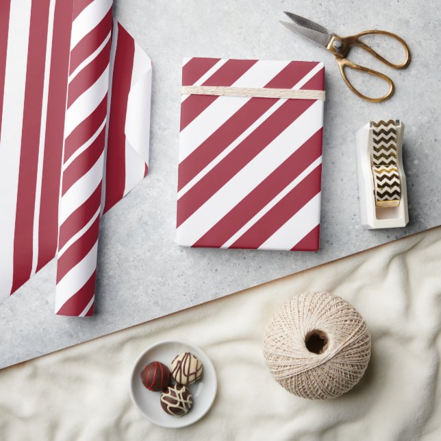 Red and White Stripes Candy Cane or America Theme Wrapping Paper (Crafts)