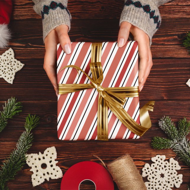 Red and White Stripes Christmas  Tissue Paper (Simple whimsical red and white striped tissue wrapping paper. )