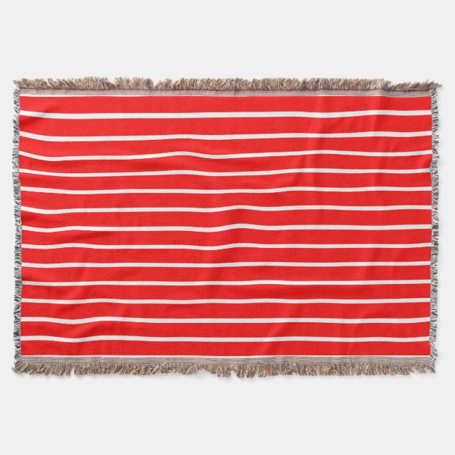 Red and White Stripes Design Throw Blanket (Front)