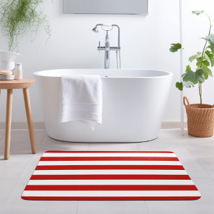 Red and White Stripes Editable Colours Bath Mat
