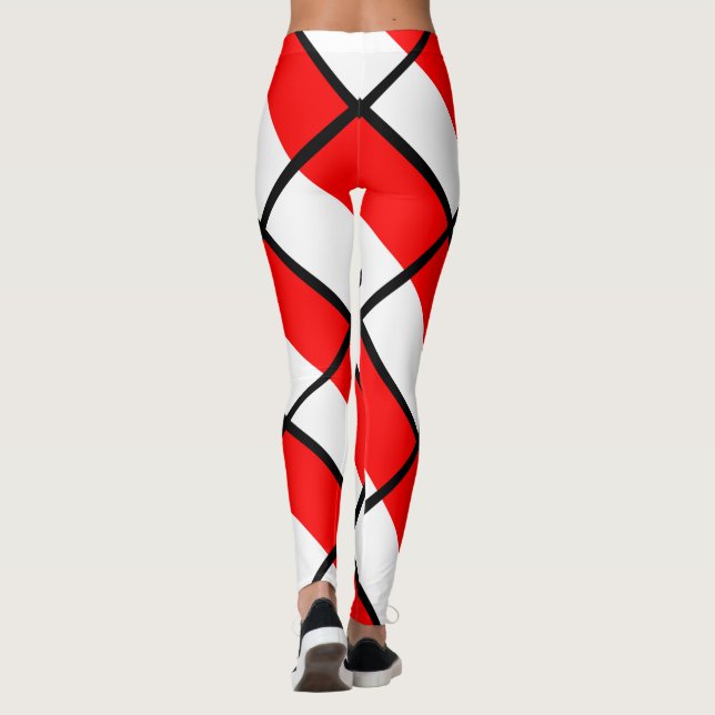 Red and White Stripes Leggings (Back)