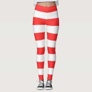 Red and White Stripes Leggings