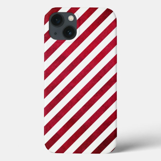 Red and White Stripes on Fabric Texture by STaylor Case-Mate iPhone Case (Back)