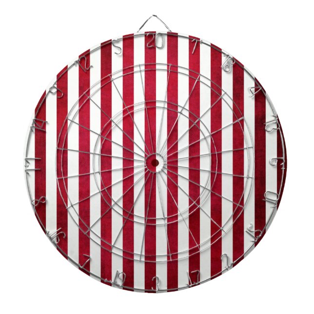 Red and White Stripes on Fabric Texture by STaylor Dartboard (Front)