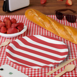 Red and White Stripes Paper Plate