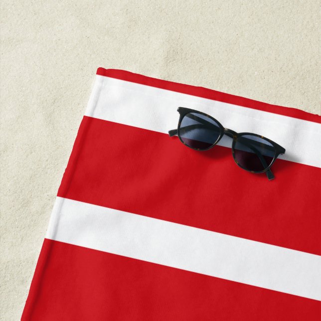 Red and white stripes pattern  beach towel (In Situ)