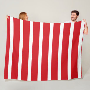 Red and white stripes pattern  fleece blanket