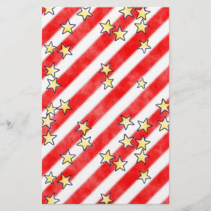 Red and White Stripes With Stars Scrapbook Paper