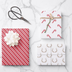 Red and White Stripes Wrapping Paper Sheet