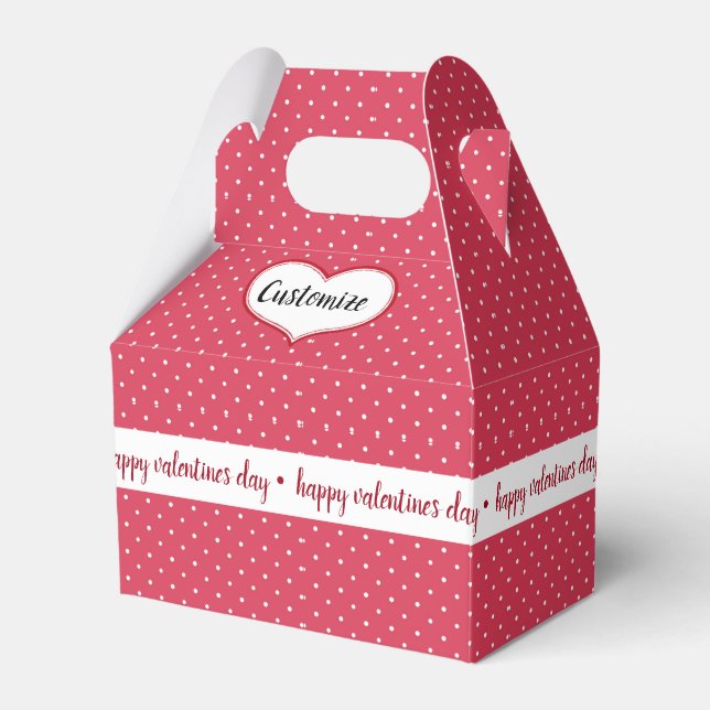 Red And White Swiss Dot Pattern Favour Box (Front Side)