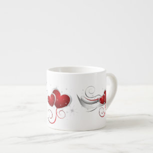 Red and White Swoosh Hearts Espresso Cup