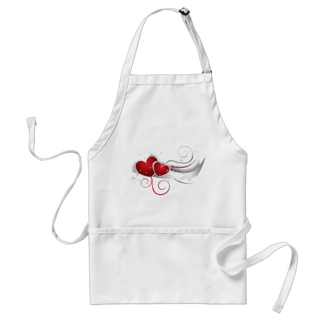 Red and White Swoosh Hearts Standard Apron (Front)