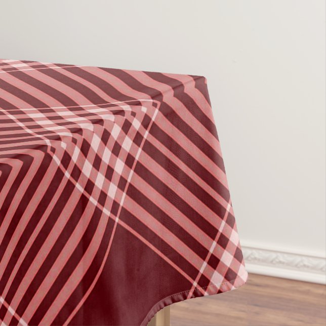 Red And White Tartan Plaid Tablecloth (In Situ)
