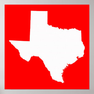 Red and White Texas Poster