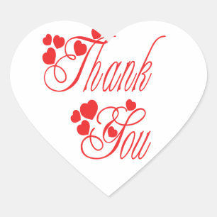 Red And White Thank You Love Hearts - Wedding Heart Sticker