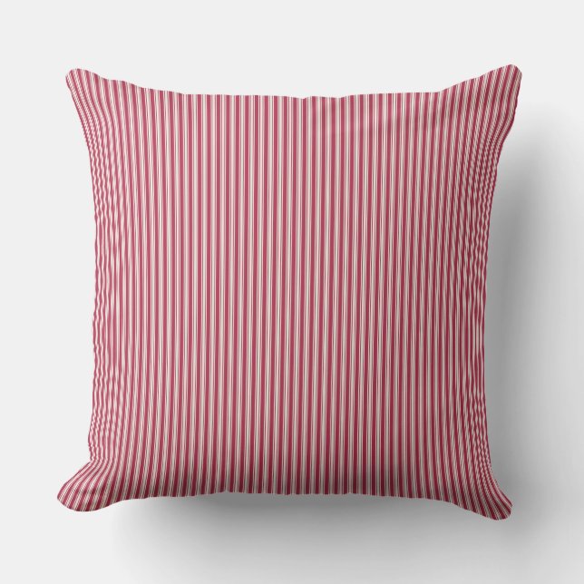 red and White Ticking Stripe Cushion (Front)