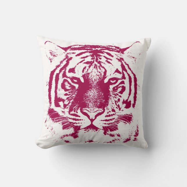 Red and White Tiger Face Cushion (Front)