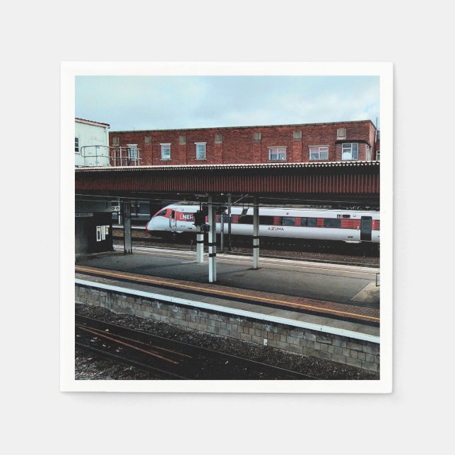 Red and white train napkin (Front)