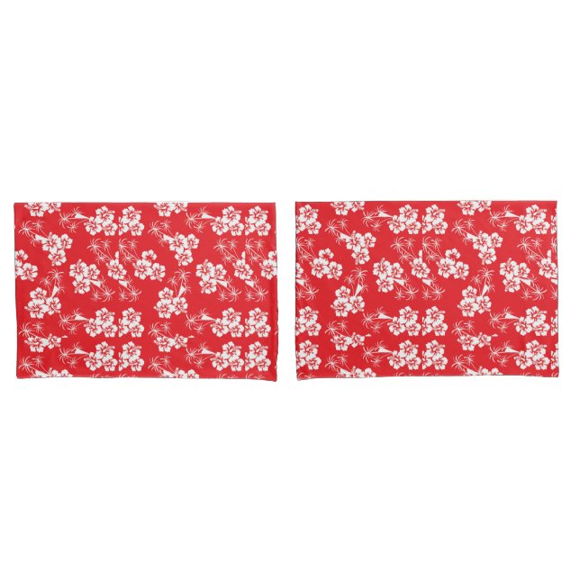 Red And White Tropics  Pillowcase (Front-Set)