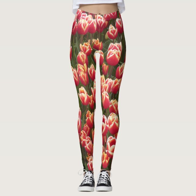 Red and White Tulip Legging (Front)