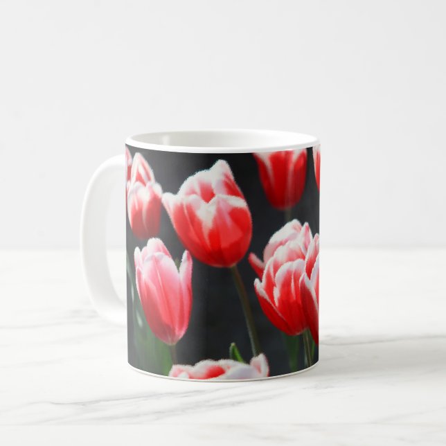 Red and white tulips coffee mug (Front Left)