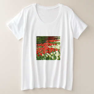 Red and white tulips plus size T-Shirt