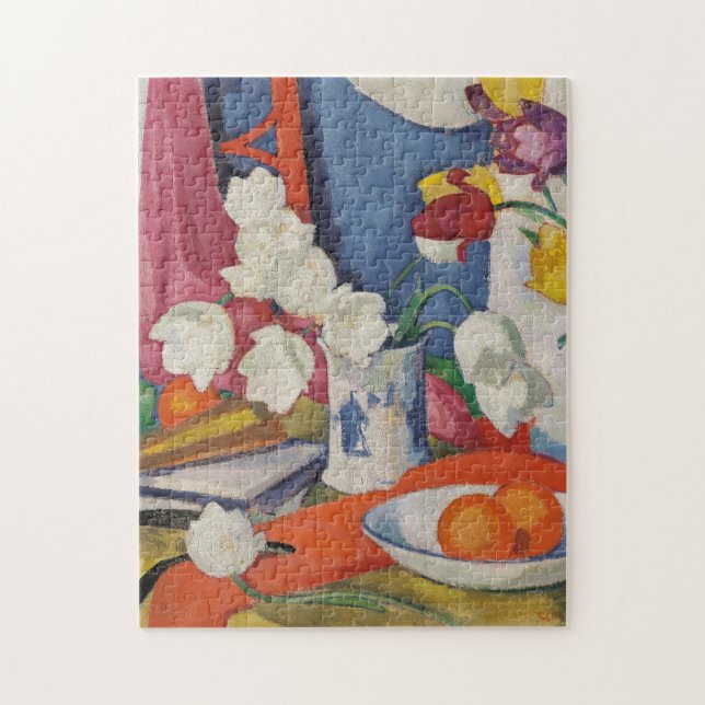 Red and White Tulips | Samuel John Peploe Jigsaw Puzzle (Vertical)