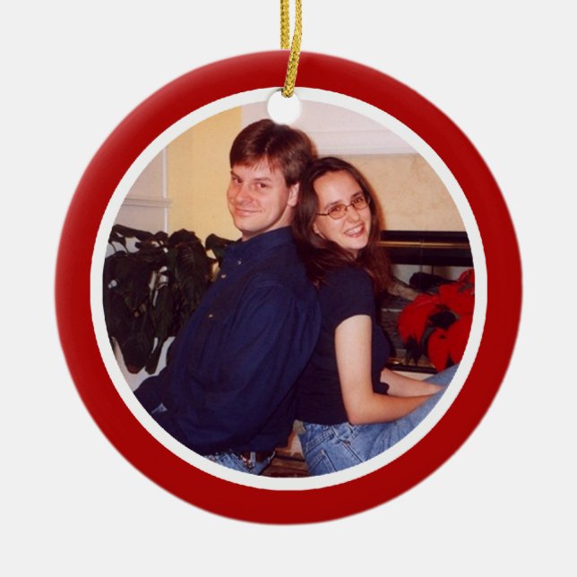 Red and White - Two Sided Ceramic Tree Decoration (Front)