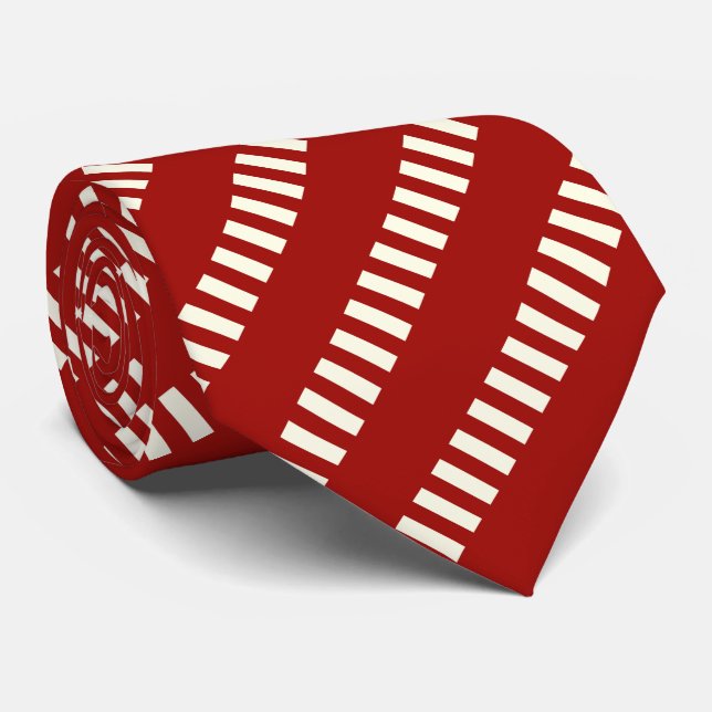 Red and White Unique Pattern Tie (Rolled)