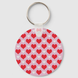 Red and white valentine hearts pattern key ring