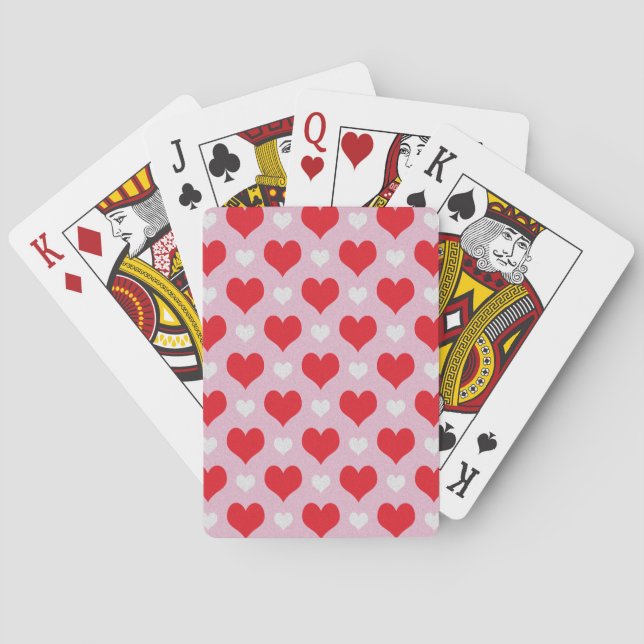 Red and white valentine hearts pattern playing cards (Back)