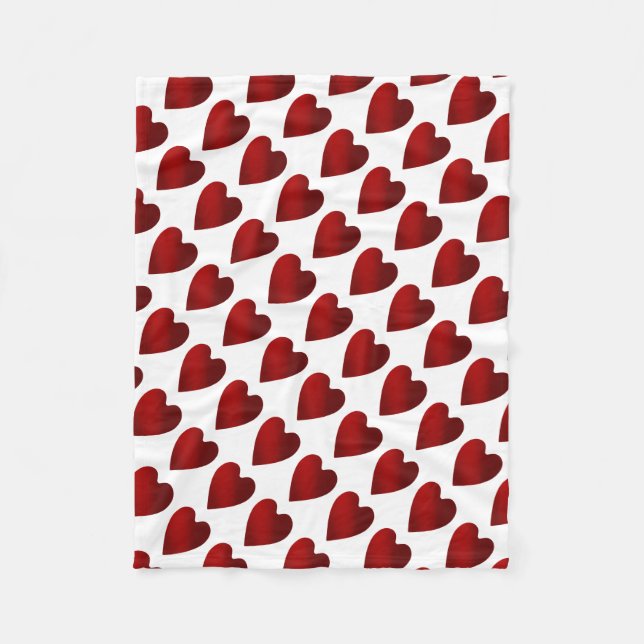 Red and white Valentines Day hearts Fleece Blanket (Front)