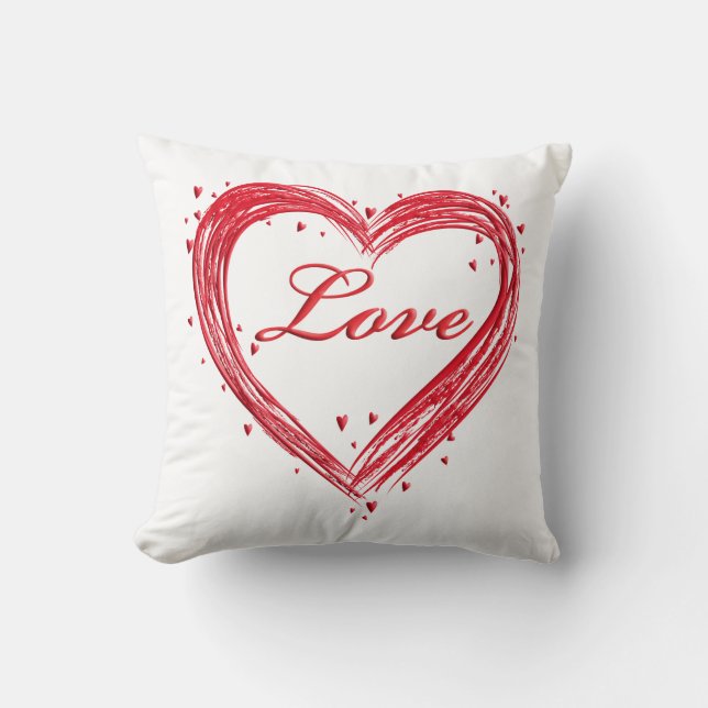 Red and White Valentine's Day Pillow (Front)