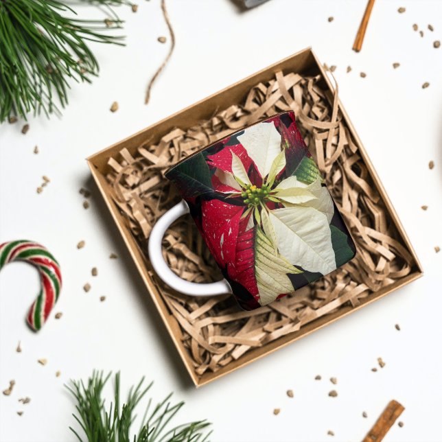 Red and White Variegated Poinsettia Holiday Mug (In Situ Holidays)