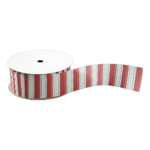 Red and White Vertical Stripe Ribbon Grosgrain Ribbon