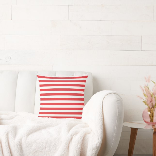 Red and White Vintage Stripes Cushion (Couch)