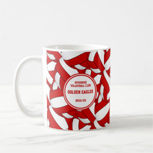 red and white volleyball team colours coach gift coffee mug