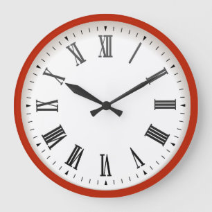 Red and white wall office roman numeral's   large  large clock