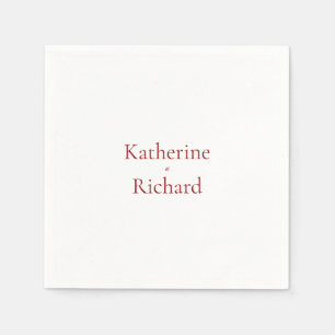 Red and White Wedding Cocktail Napkin