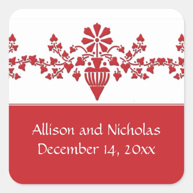 Red and White Wedding favour stickers (Front)