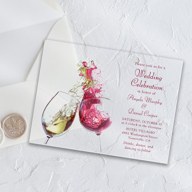 Red and White Wine Dance Wedding Celebration Acrylic Invitations (Creator Uploaded)