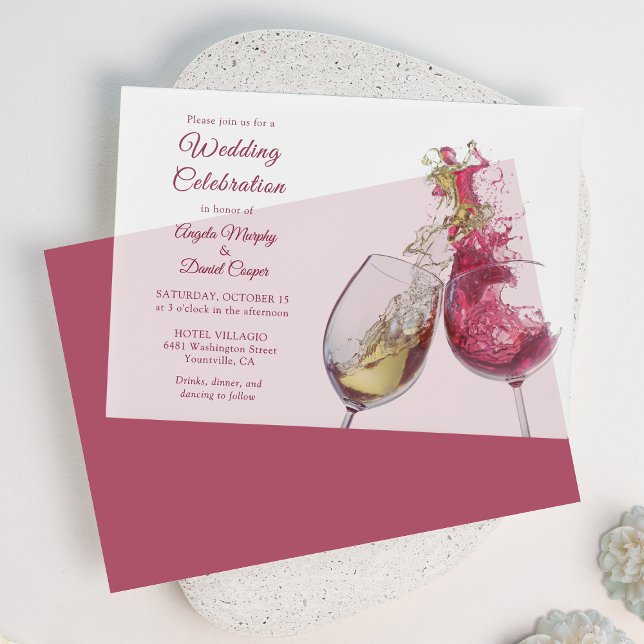 Red and White Wine Dance Wedding Celebration Vellum Invitations (Creator Uploaded)