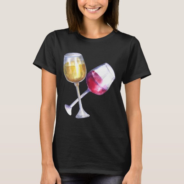 Red And White Wine Glasses T-Shirt (Front)