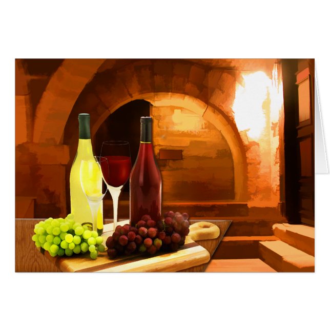 Red and White Wine in the Cellar (Front Horizontal)