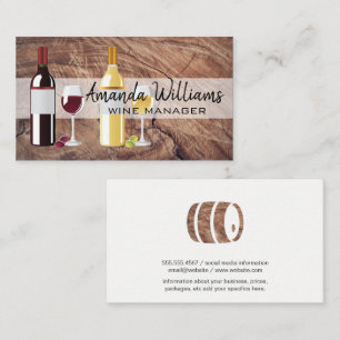 Red and White Wine Wood Background Business Card