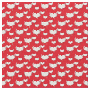 Red and White Winged Hearts Pattern Fabric