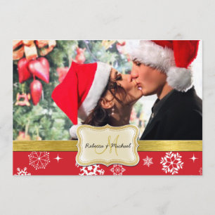 Red and White Winter Snowflakes Wedding invites