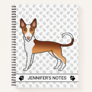 Red And White Wire Haired Ibizan Hound Dog & Text Notebook